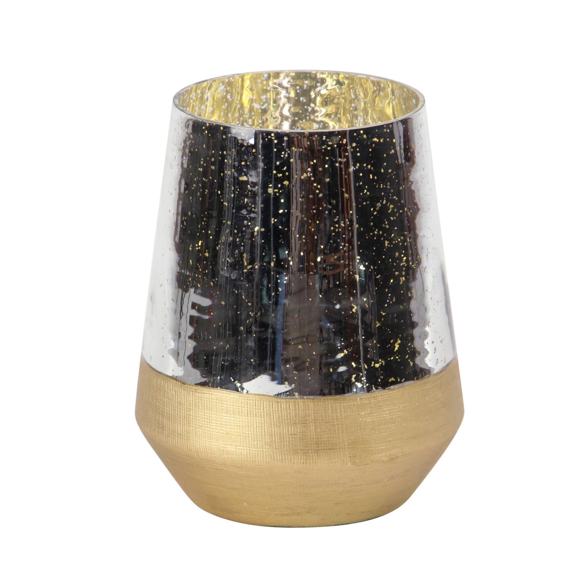 9" Gold Glass Modern Candlestick Holder